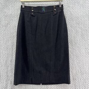 VTG GEIGER Pencil Skirt Womens EU38 Dark Gray 100% Wool Zip Fully Lined